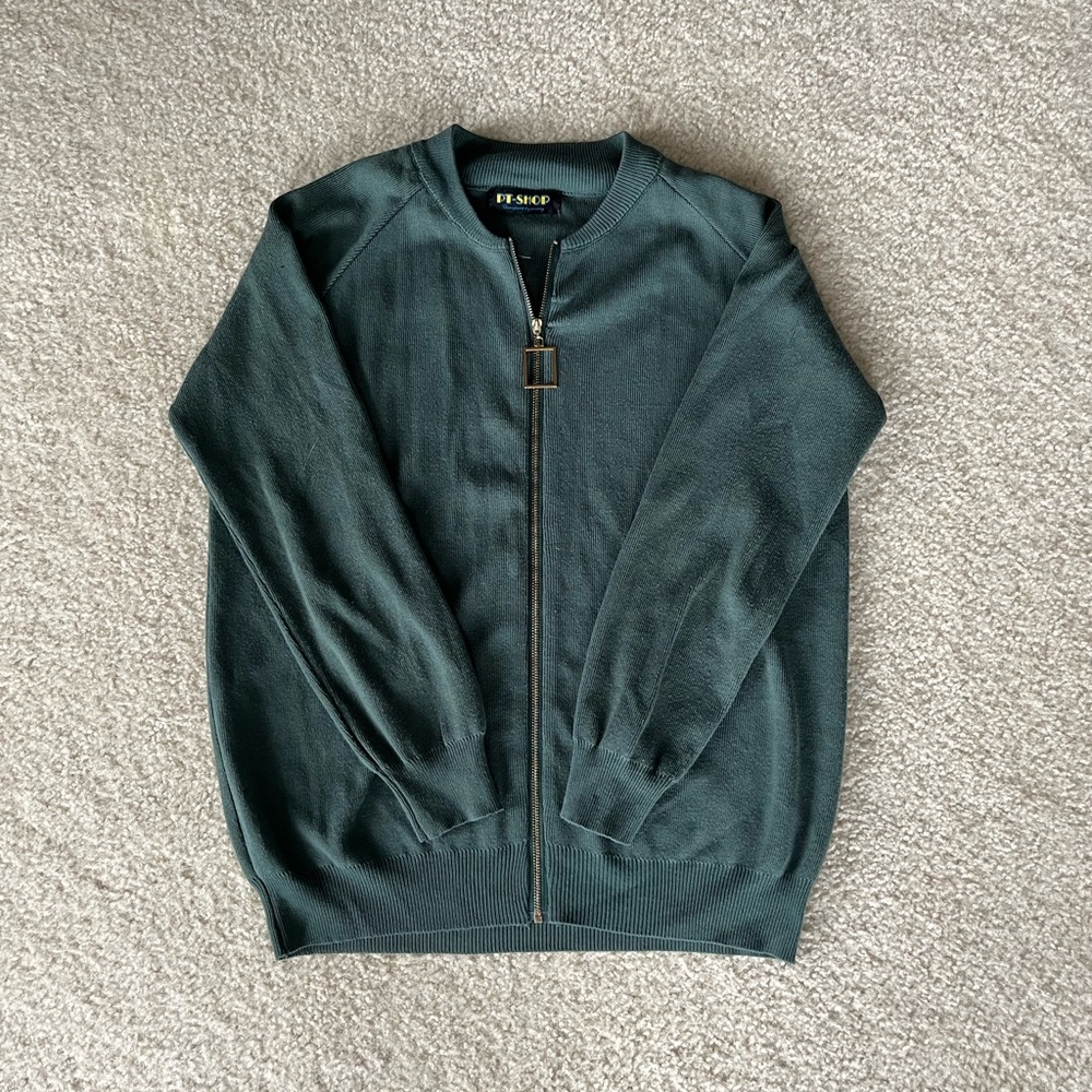 PT-Shop - Forest Green Sweater, Gold Zipper